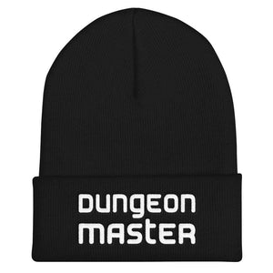 Dungeon Master DM Modern White Cuffed Beanie / Tuque - Black