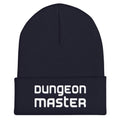 Dungeon Master DM Modern White Cuffed Beanie / Tuque - Navy