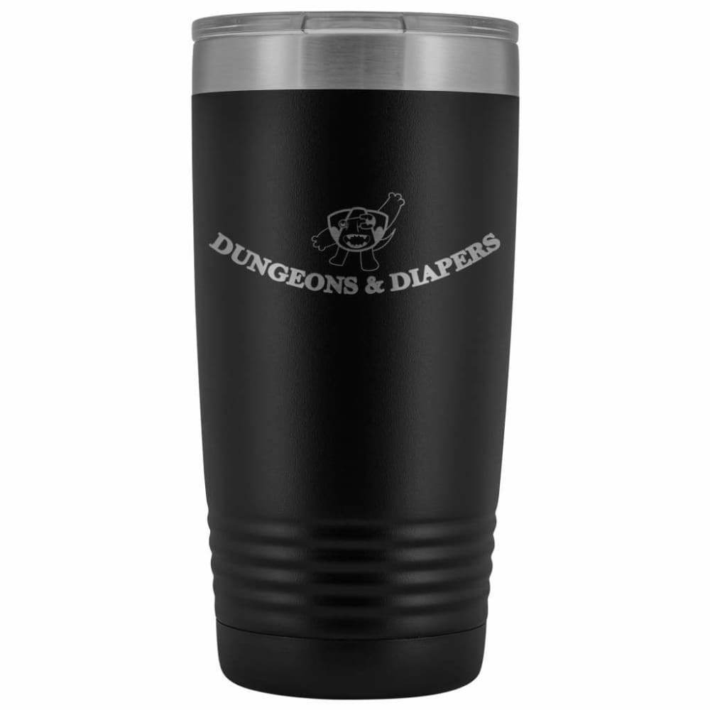 Dungeons & Diapers Logo 20oz Vacuum Tumbler - Black - Tumblers
