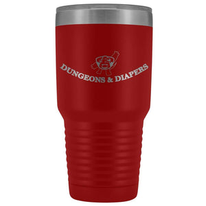 Dungeons & Diapers Logo 30oz Vacuum Tumbler - Red - Tumblers