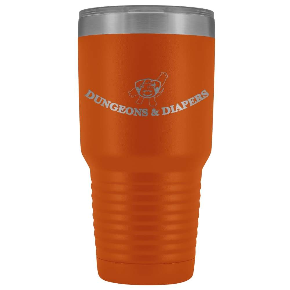 Dungeons & Diapers Logo 30oz Vacuum Tumbler - Orange - Tumblers