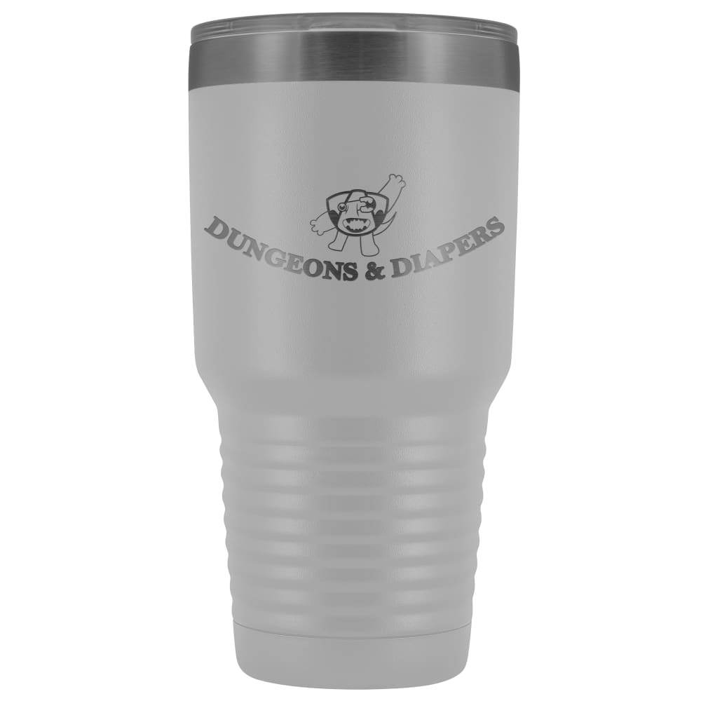 Dungeons & Diapers Logo 30oz Vacuum Tumbler - White - Tumblers