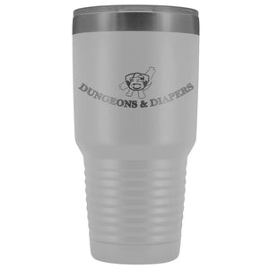 Dungeons & Diapers Logo 30oz Vacuum Tumbler - White - Tumblers