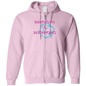 Dungeons & Distancing Retro Unisex Zip Hoodie - Light Pink / S