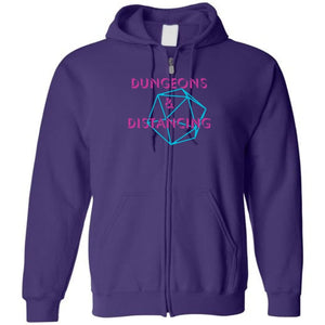 Dungeons & Distancing Retro Unisex Zip Hoodie - Purple / S