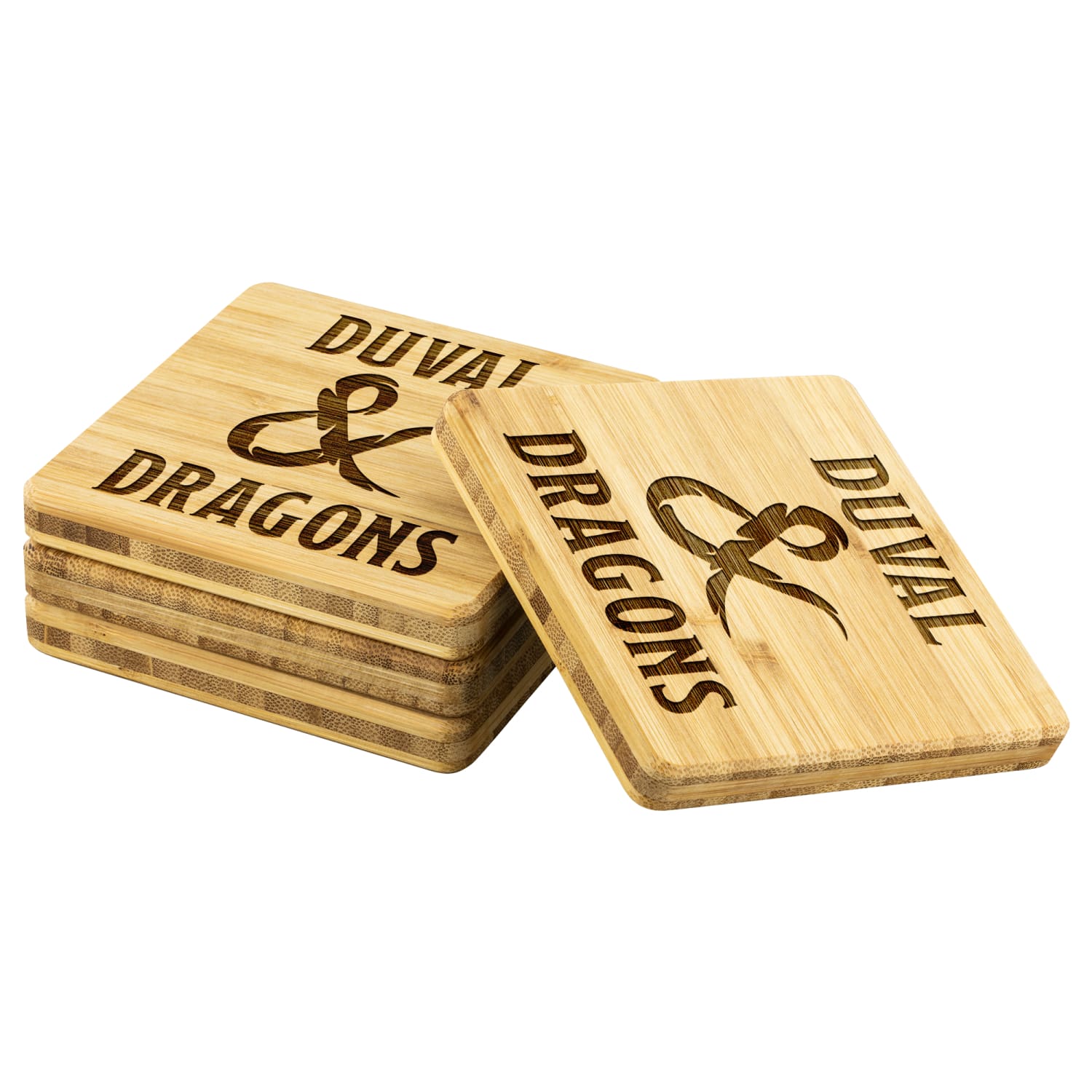 Duval & Dragons Logo Bamboo Coaster Set of 4 - Bamboo Coaster - 4pc - Coasters