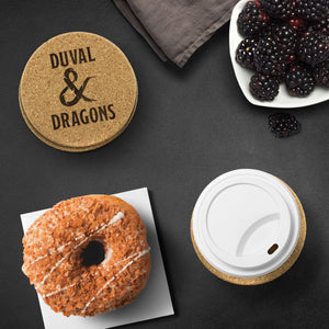 Duval & Dragons Logo Round Cork Coaster Set of 4 - Round Cork Coaster - 4pc - Coasters