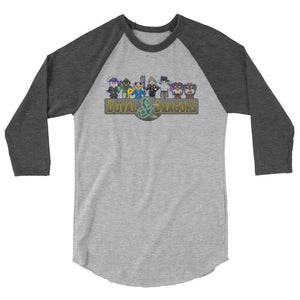 Duval & Dragons Pixel 2023 Unisex Premium 3/4 Sleeve Raglan - Heather Grey/Heather Charcoal / XS