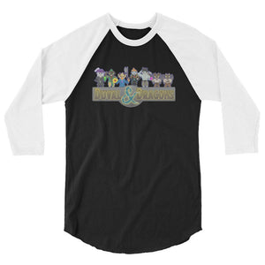 Duval & Dragons Pixel 2023 Unisex Premium 3/4 Sleeve Raglan - Black/White / XS