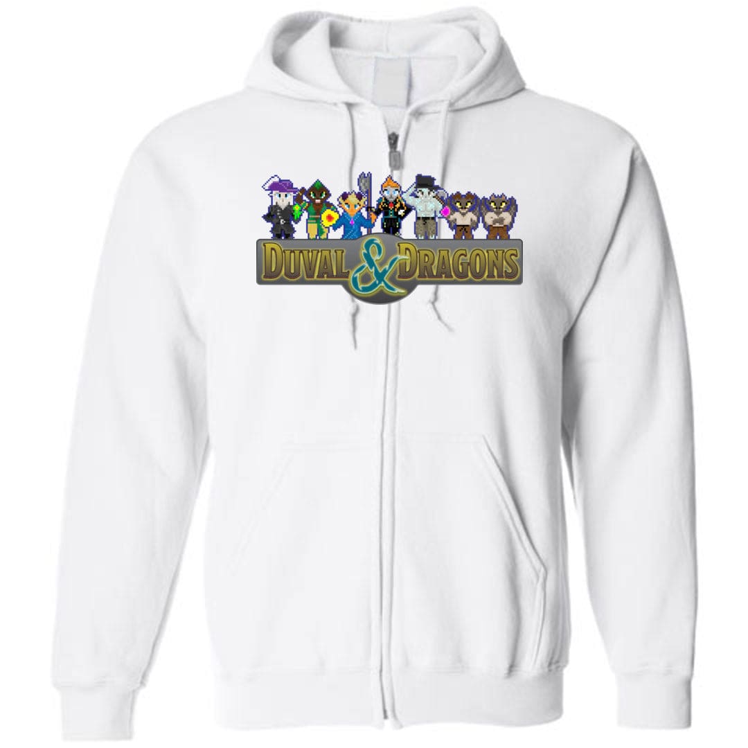 Duval & Dragons Pixel 2023 Unisex Zip Hoodie - White / S