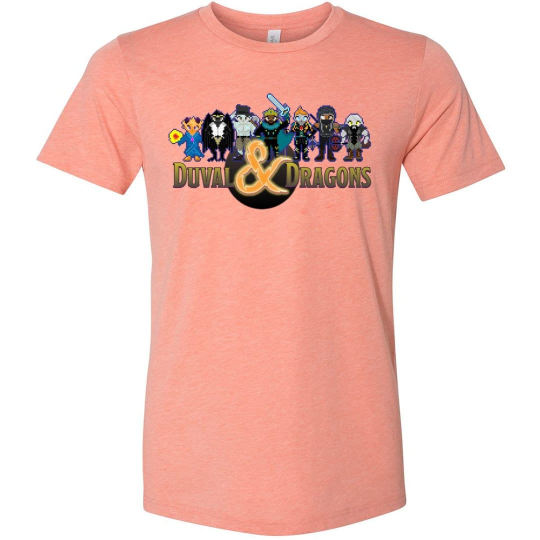 Duval & Dragons Pixel Art Logo Unisex Premium Tee - Heather Sunset / XS
