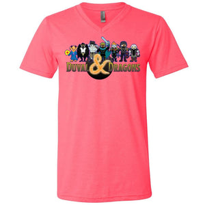 Duval & Dragons Pixel Art Logo Unisex Premium V-Neck Tee - Neon Pink / S