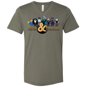 Duval & Dragons Pixel Art Logo Unisex Premium V-Neck Tee - Military Green / S