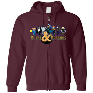 Duval & Dragons Pixel Art Logo Unisex Zip Hoodie - Maroon / S