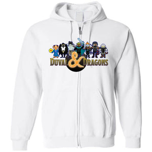 Duval & Dragons Pixel Art Logo Unisex Zip Hoodie - White / S