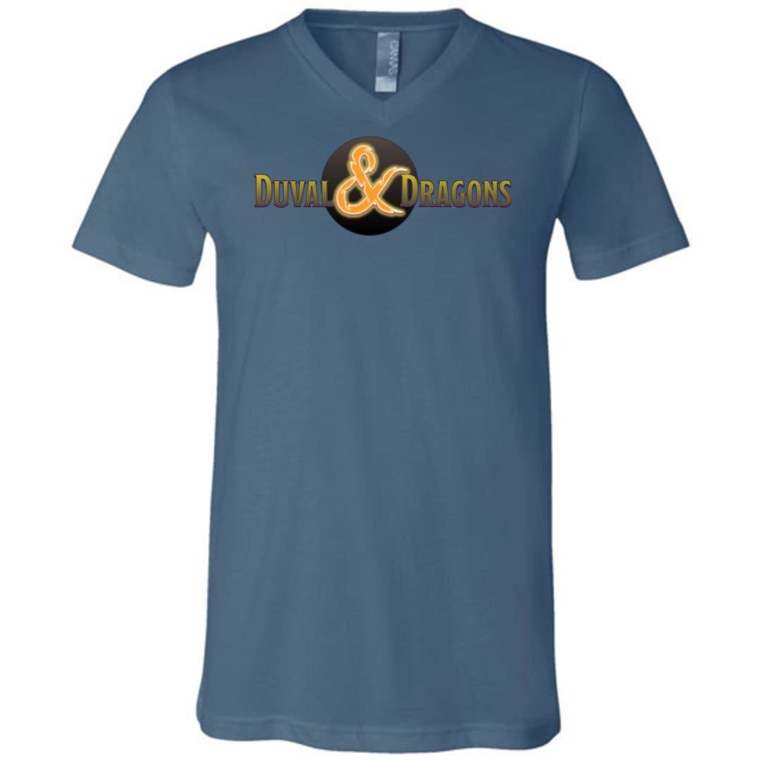 Duval & Dragons TS Unisex Premium V-Neck Tee - Steel Blue / S