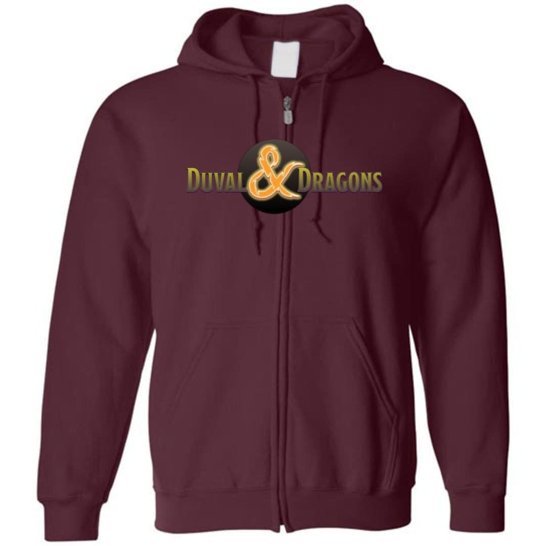 Duval & Dragons Unisex Zip Hoodie - Maroon / S
