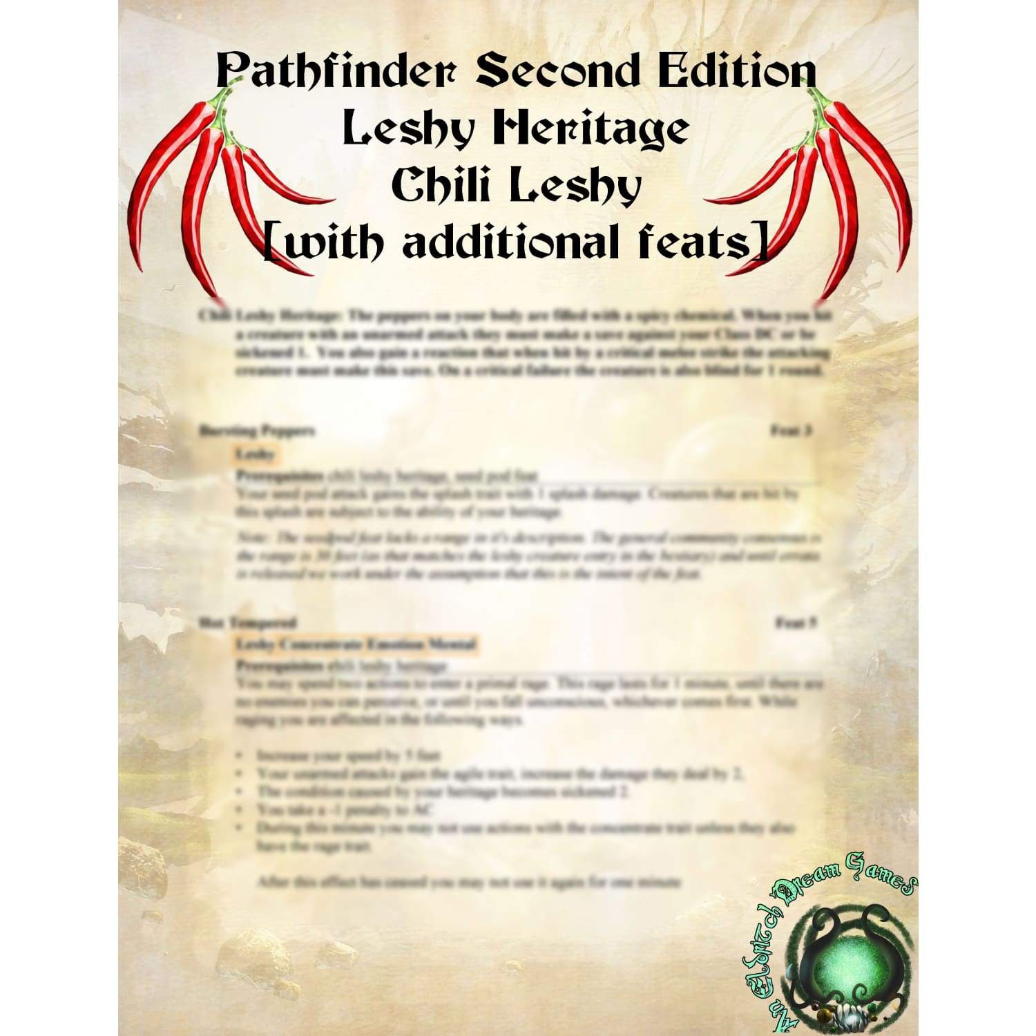 Eldritch Heritage: Chili Leshy [PF2e] - Digital Download
