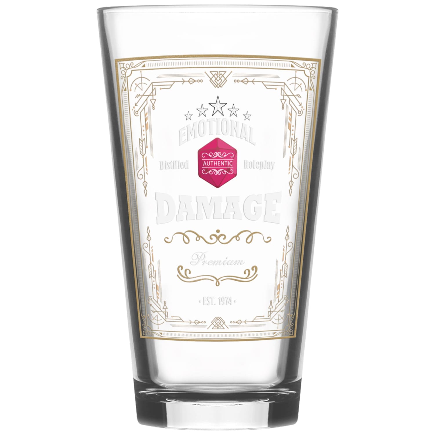 Emotional Damage Distilled Roleplay 16oz Pint Glass - Drinkware