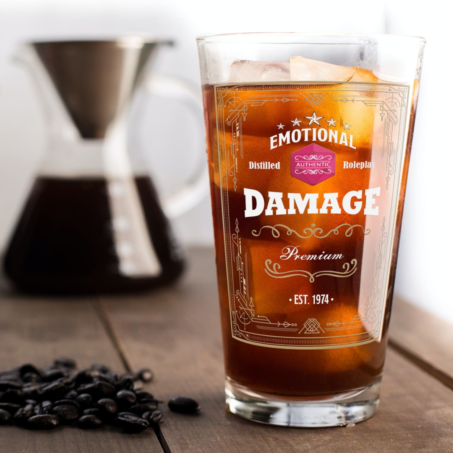 Emotional Damage Distilled Roleplay 16oz Pint Glass - Drinkware