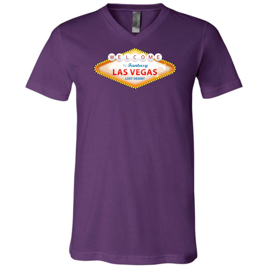 Fantasy Las Vegas Sign Unisex Premium V-Neck Tee - Team Purple / S