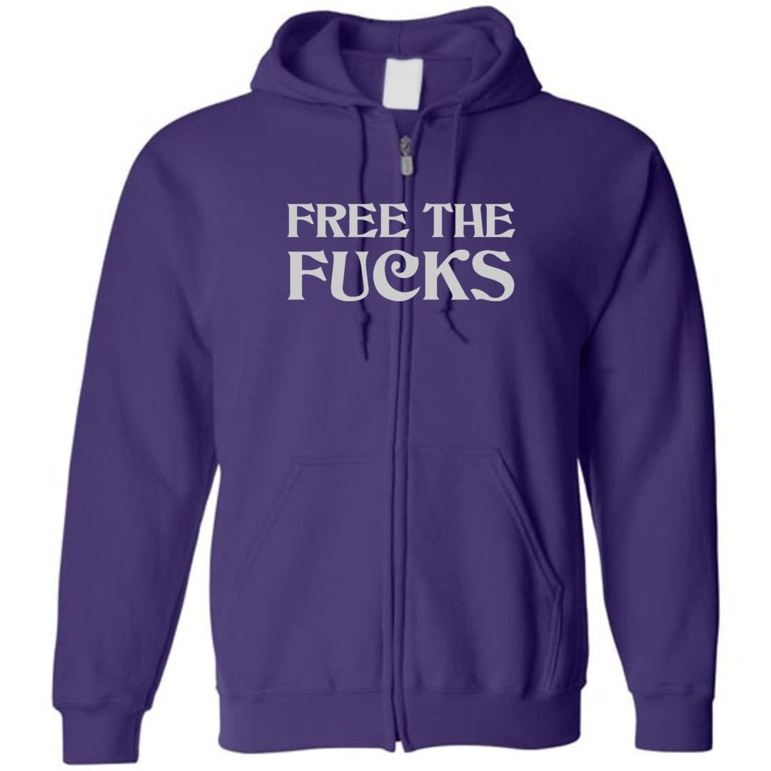 Free The Fucks Unisex Zip Hoodie - Purple / S