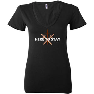 HTS Here To Stay Centered Dark TS Womens Premium Deep V-Neck Tee - Black / S