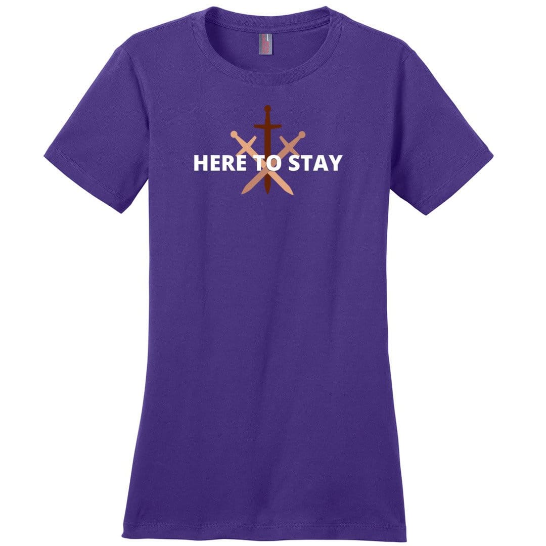 HTS Here To Stay Centered Dark TS Womens Premium Tee - Purple / XS