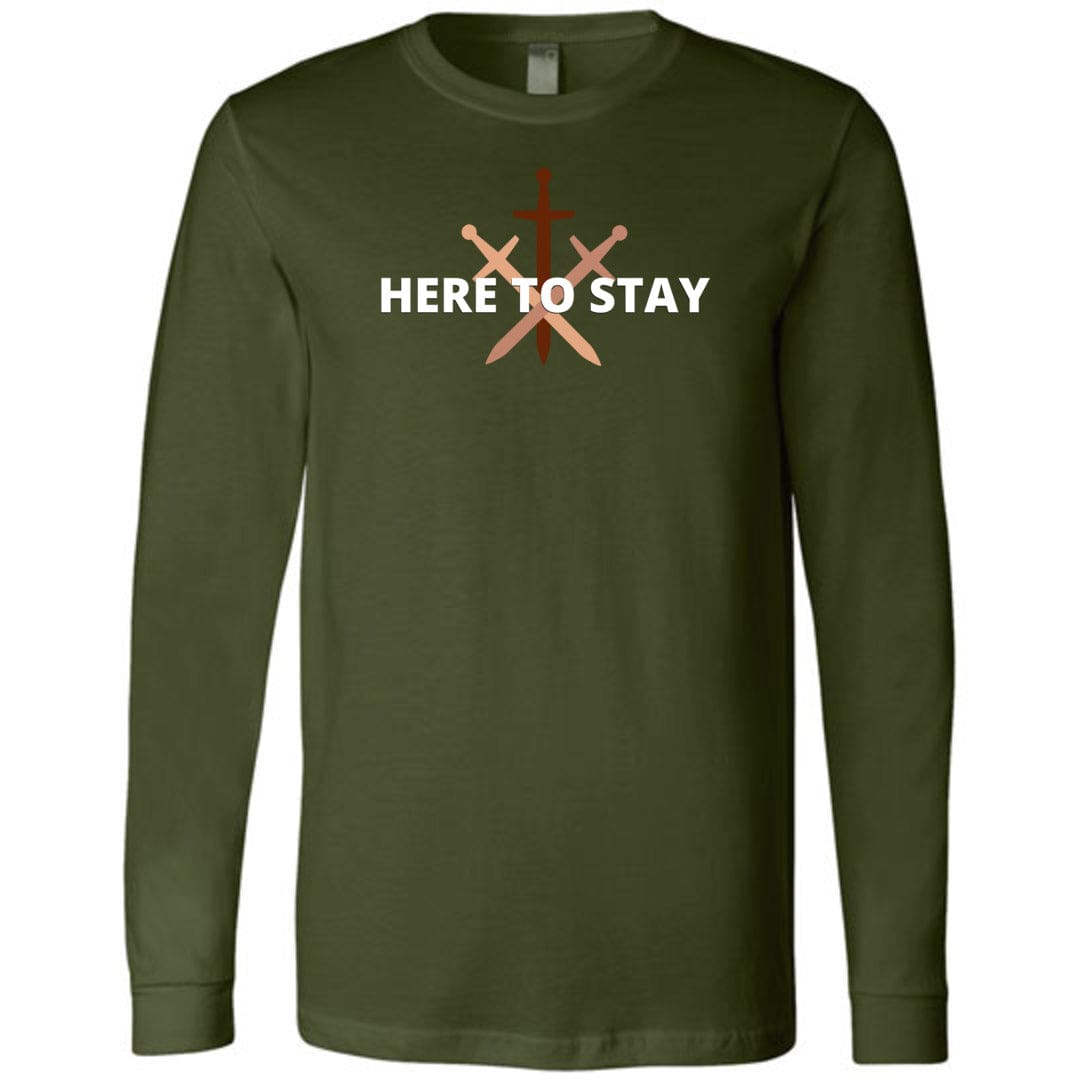 HTS Here To Stay Centered Dark Unisex Premium Long Sleeve Tee - Olive / S