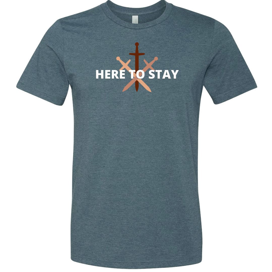 HTS Here To Stay Centered Dark Unisex Premium Tee - Heather Slate / XS