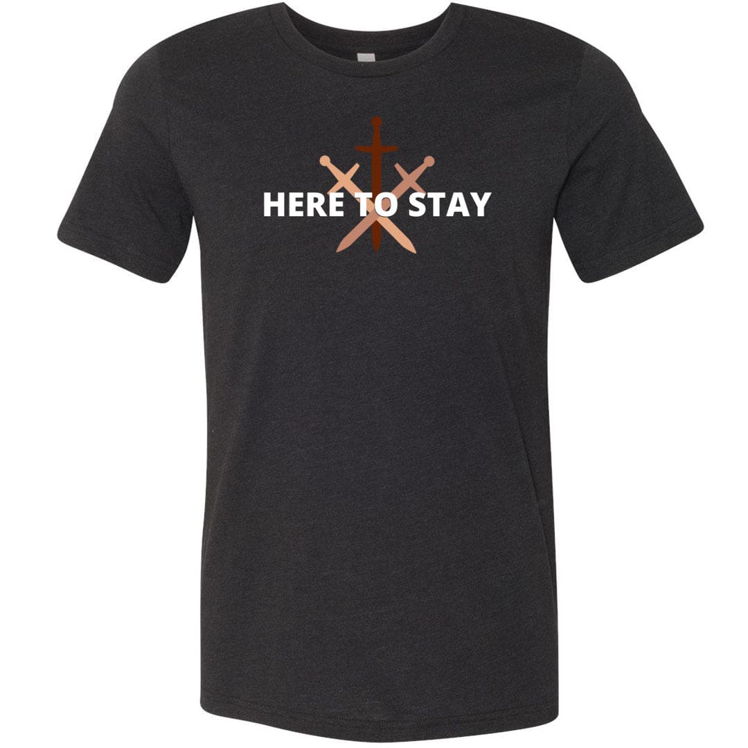 HTS Here To Stay Centered Dark Unisex Premium Tee - Black Heather / XS