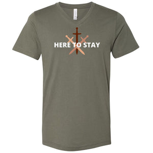 HTS Here To Stay Centered Dark Unisex Premium V-Neck Tee - Military Green / S