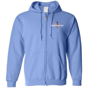 HTS Here To Stay Centered Dark Unisex Zip Hoodie - Carolina Blue / S