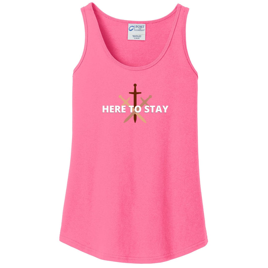 HTS Here To Stay Centered Dark Womens Core Cotton Tank - Neon Pink / XS