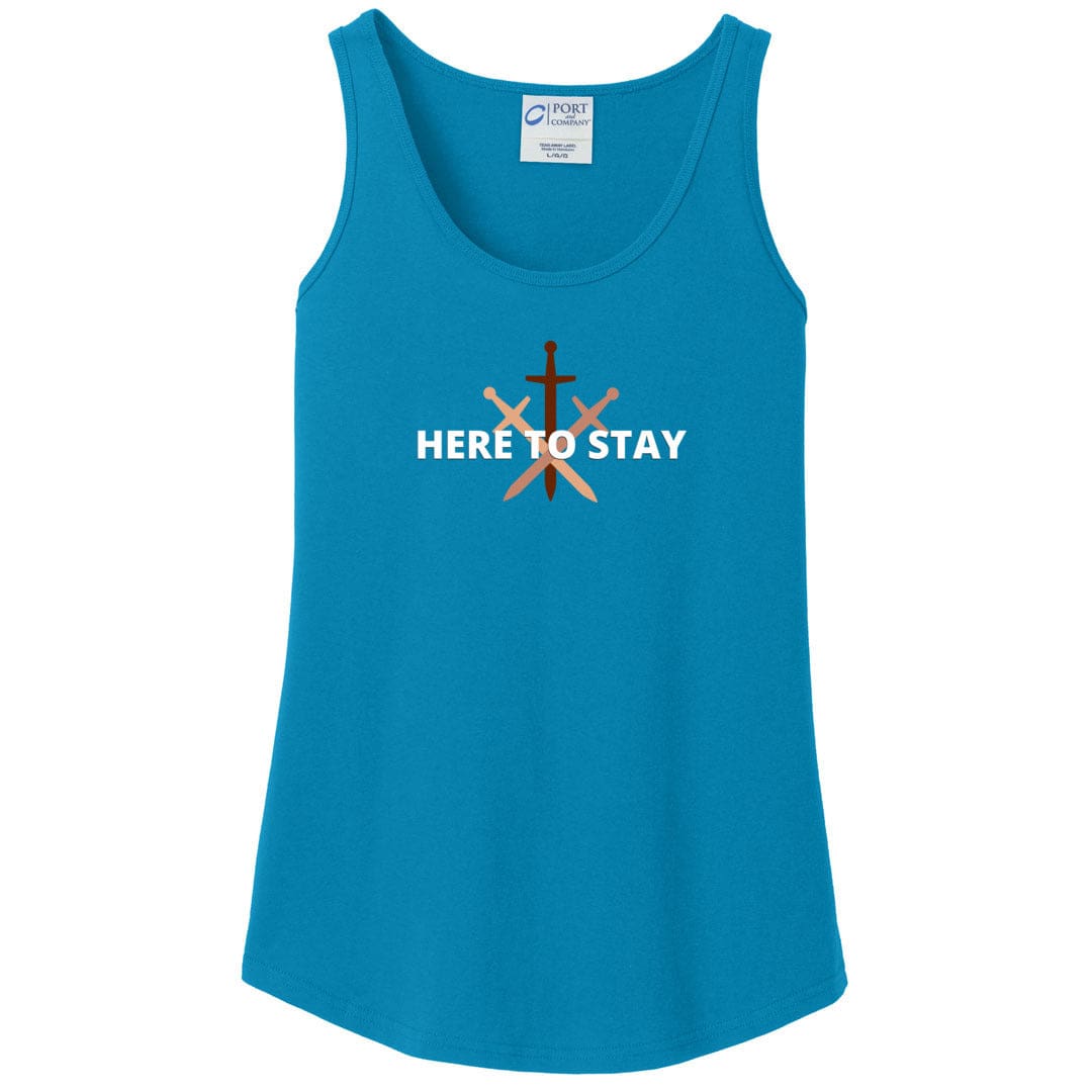 HTS Here To Stay Centered Dark Womens Core Cotton Tank - Neon Blue / XS