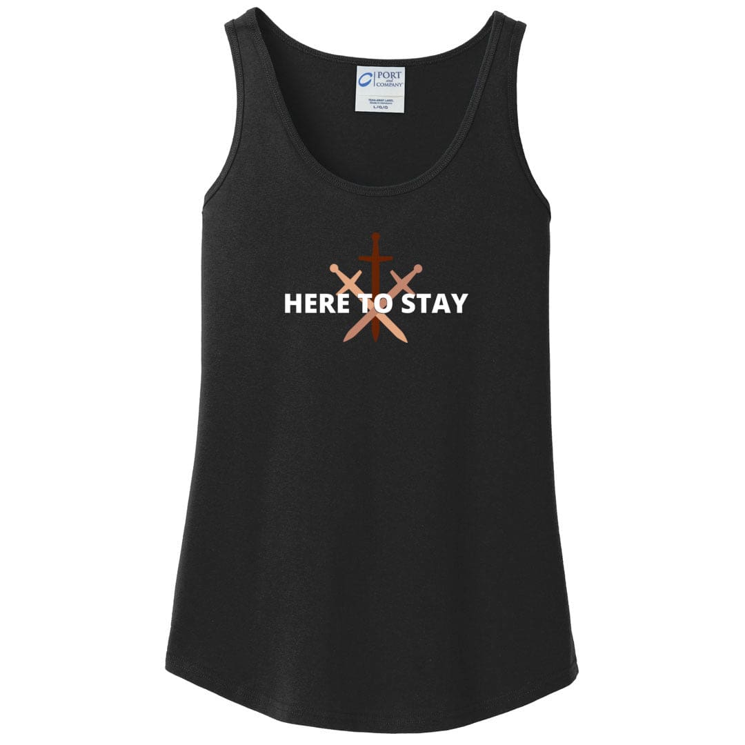 HTS Here To Stay Centered Dark Womens Core Cotton Tank - Jet Black / XS