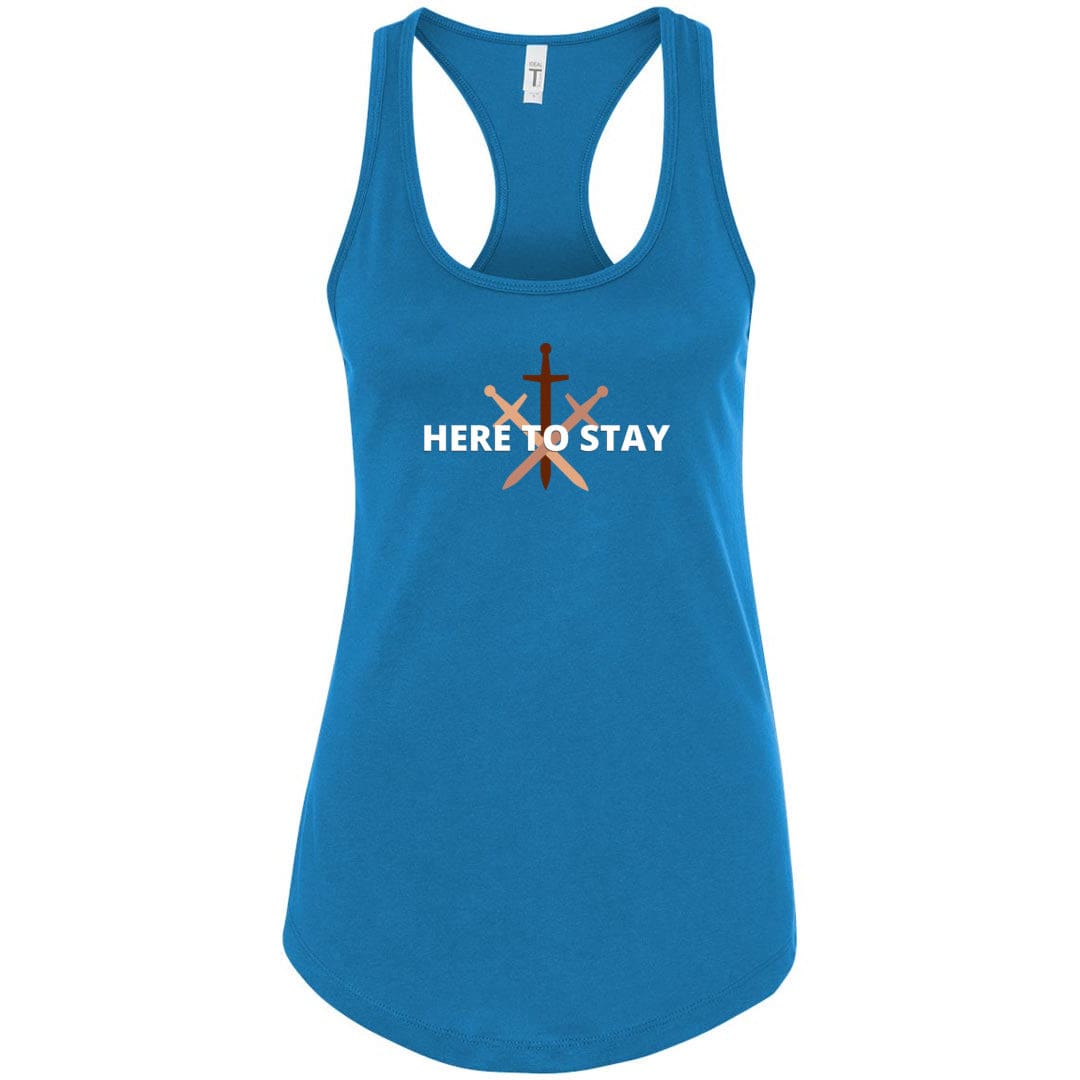 HTS Here To Stay Centered Dark Womens Premium Racerback Tank - Turquoise / S