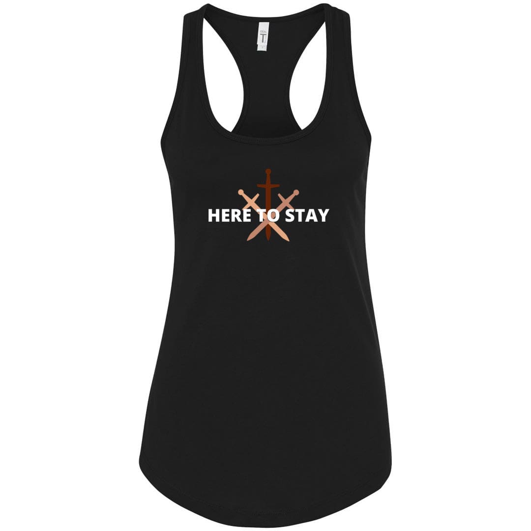HTS Here To Stay Centered Dark Womens Premium Racerback Tank - Black / XS