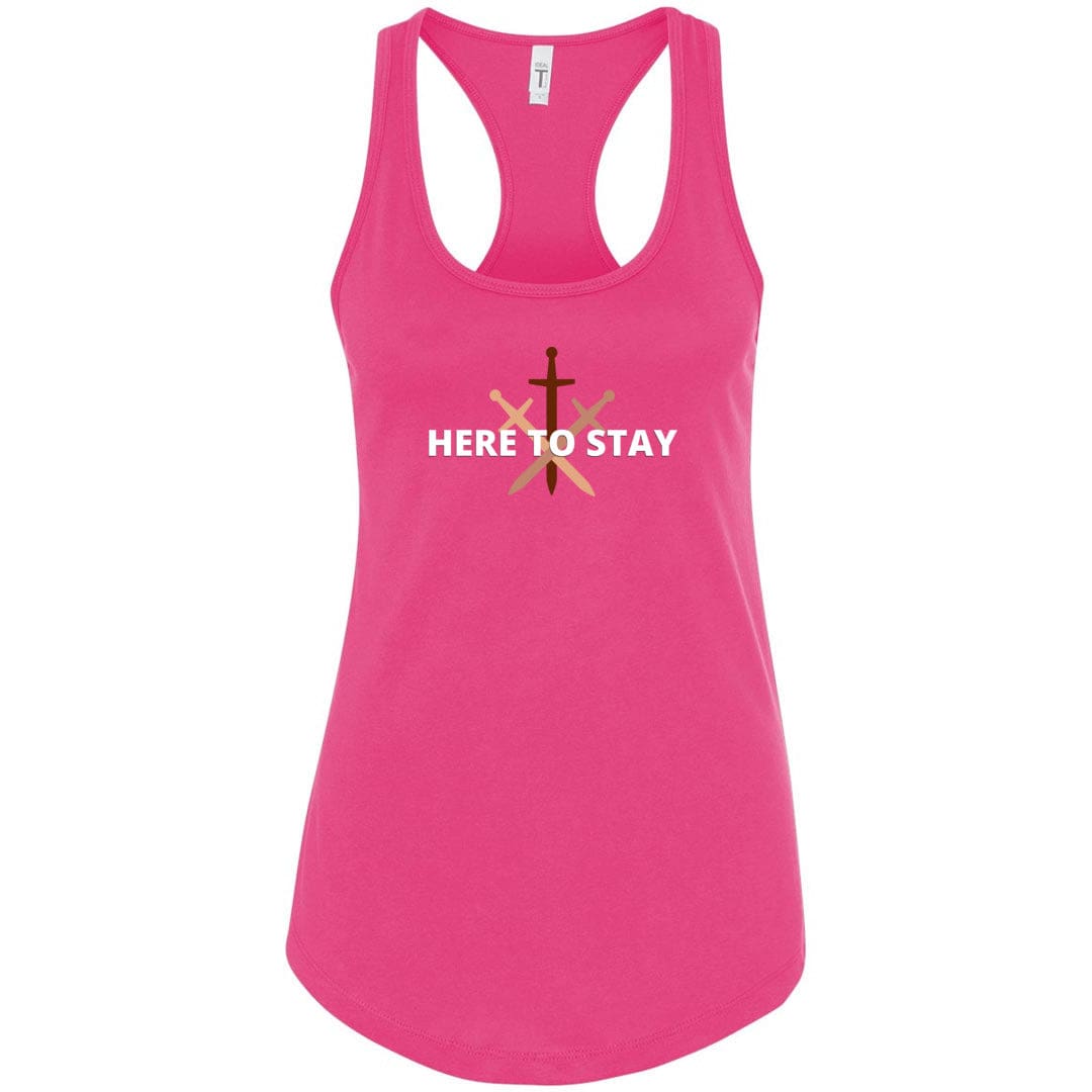HTS Here To Stay Centered Dark Womens Premium Racerback Tank - Raspberry / XS