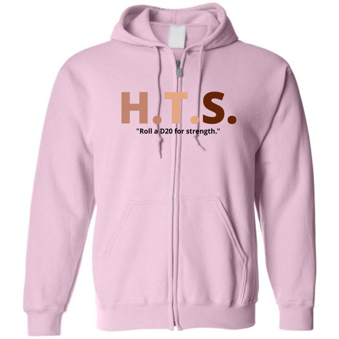 HTS Here To Stay Text Roll Light TS Unisex Zip Hoodie - Light Pink / S