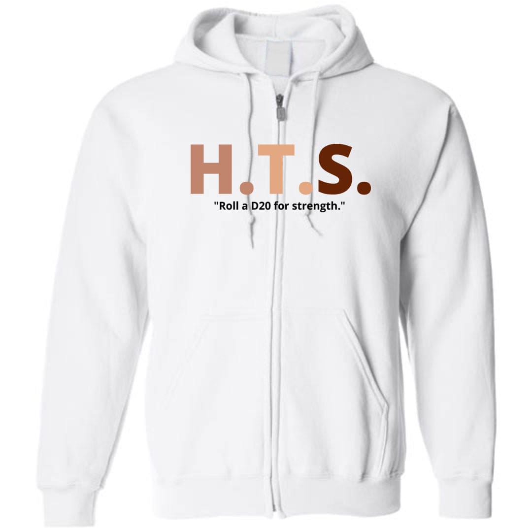 HTS Here To Stay Text Roll Light TS Unisex Zip Hoodie - White / S
