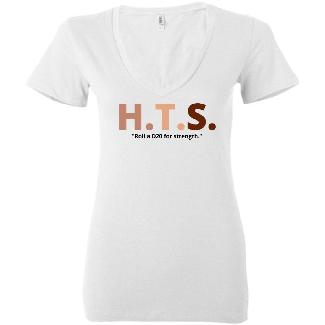 HTS Here To Stay Text Roll Light TS Womens Premium Deep V-Neck Tee - White / S