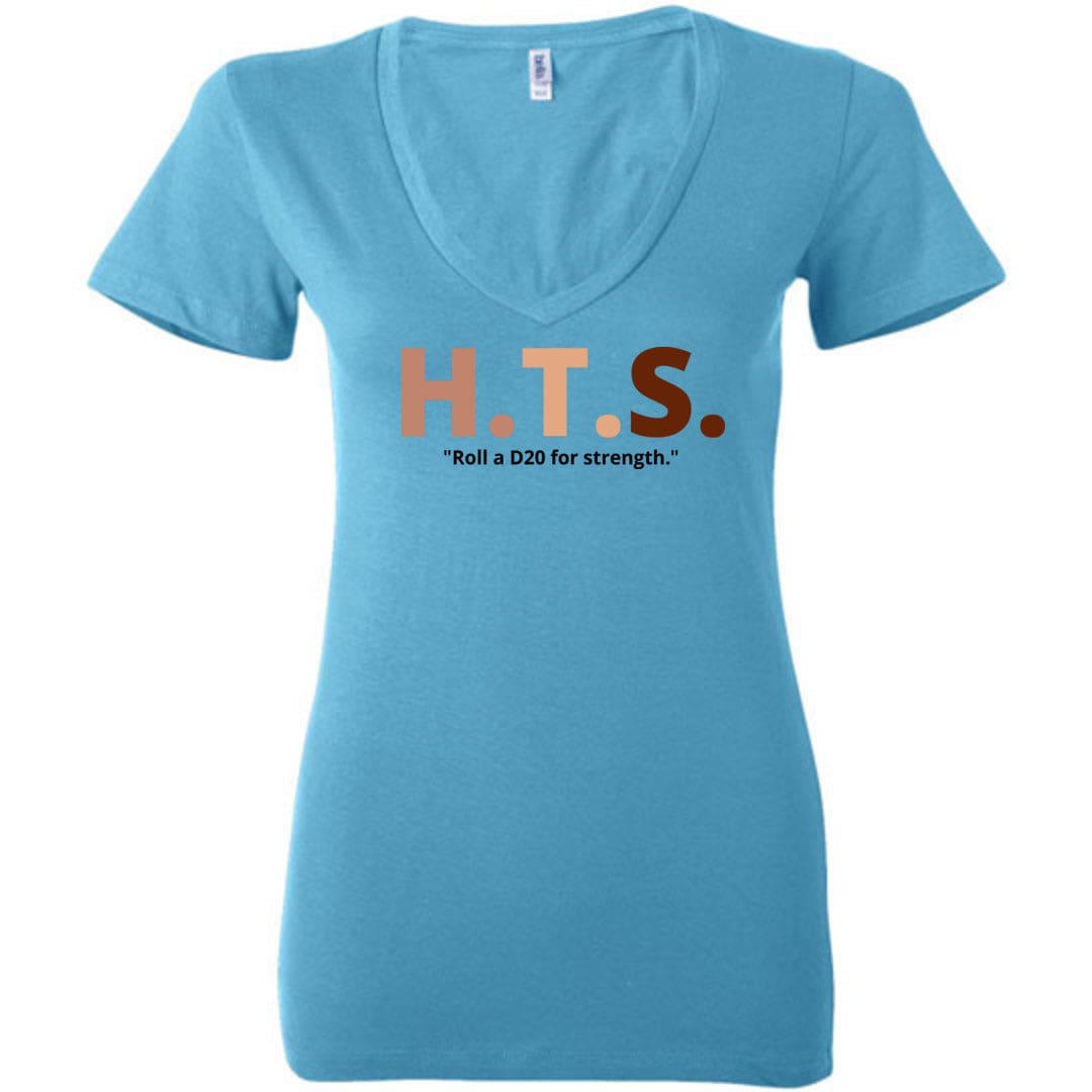 HTS Here To Stay Text Roll Light TS Womens Premium Deep V-Neck Tee - Turquoise / S