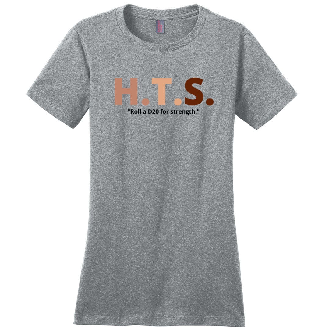 HTS Here To Stay Text Roll Light TS Womens Premium Tee - Heathered Steel / XS