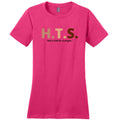 HTS Here To Stay Text Roll Light TS Womens Premium Tee - Dark Fuchsia / XS