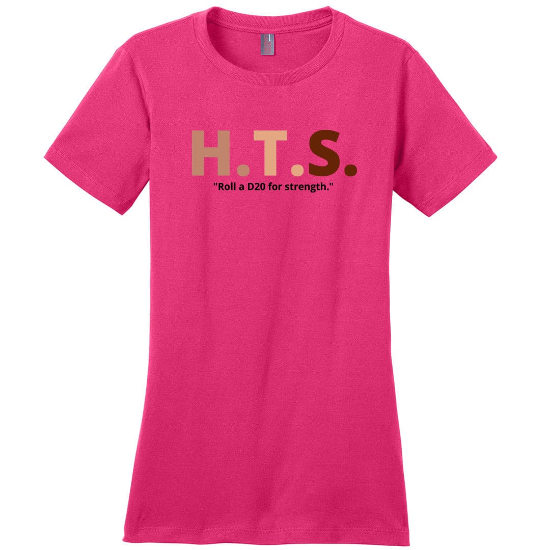 HTS Here To Stay Text Roll Light TS Womens Premium Tee - Dark Fuchsia / XS