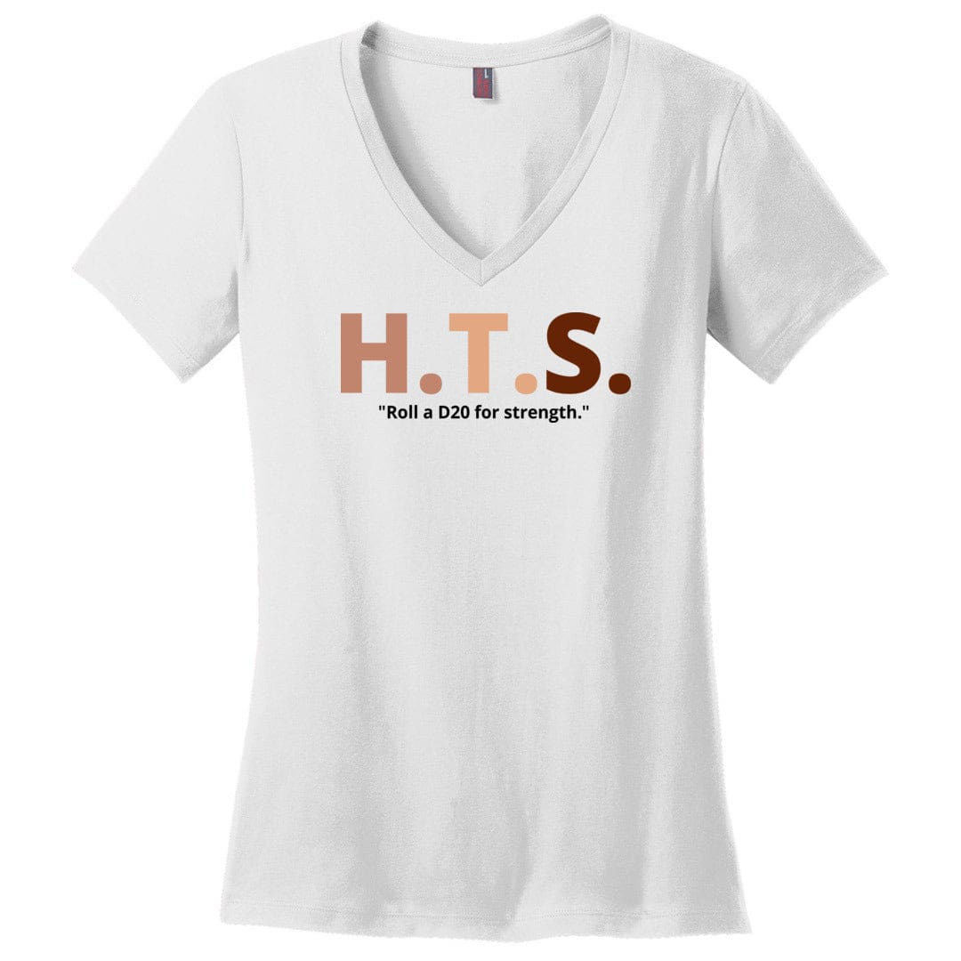 HTS Here To Stay Text Roll Light TS Womens Premium V-Neck Tee - White / XS