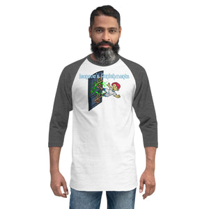 Isonove’s Punishments Door Kick Unisex Premium 3/4 Sleeve Raglan Tee - White/Heather Charcoal / XS