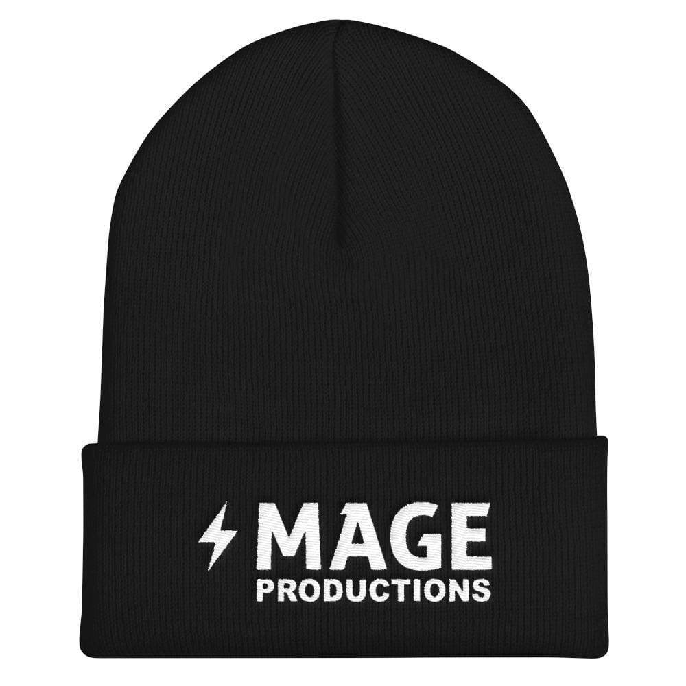 Mage Productions Classic Logo Cuffed Beanie / Tuque - White Lettering - Black
