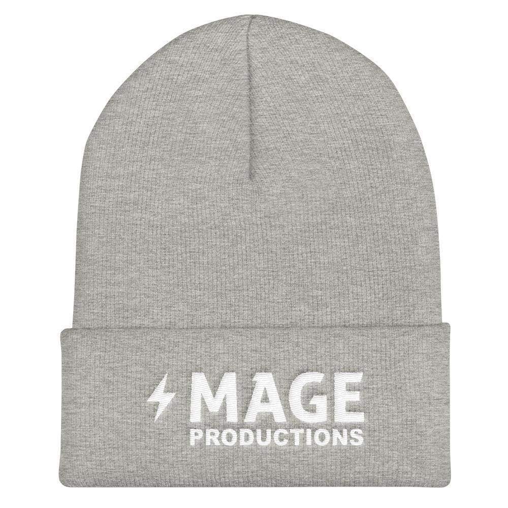 Mage Productions Classic Logo Cuffed Beanie / Tuque - White Lettering - Heather Grey